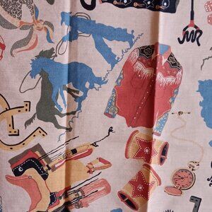Vintage Western Cowboy Bandana Hanky Scarf Rodeo Country Guitar 21x21" 1980's